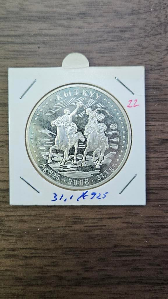 500 tenge 2008, Postzegels en Munten, Penningen en Medailles, Ophalen of Verzenden, Zilver