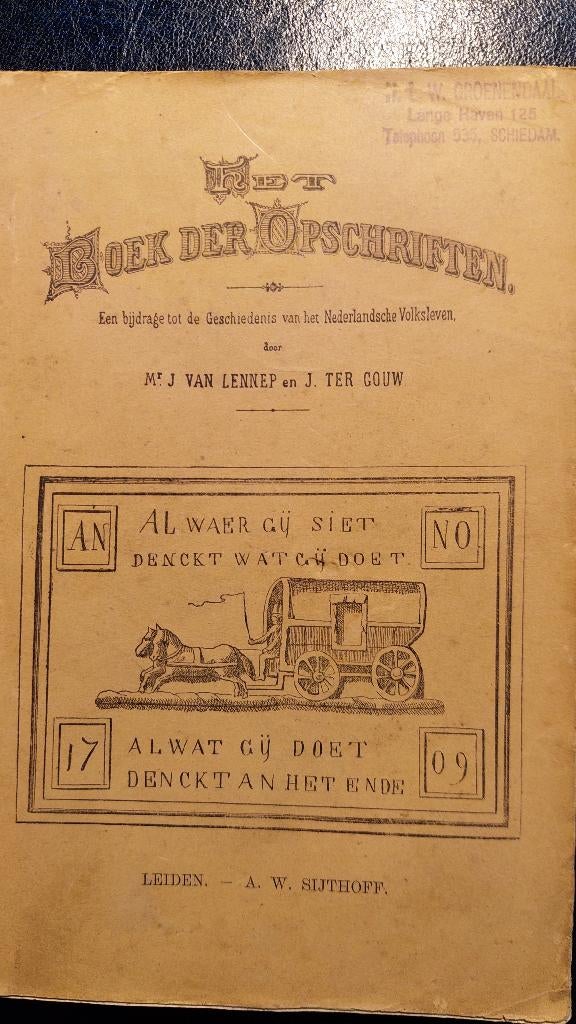 Het Boek der opschriften, Gelezen, 19e eeuw, Ophalen of Verzenden, Van Lennep en ter Gouw