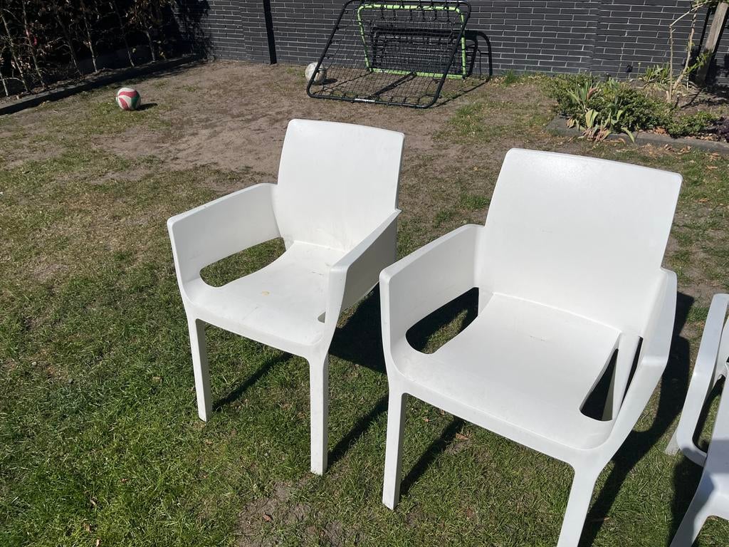 Witte tuinstoelen - diverse modellen, Ophalen, Gebruikt, Kunststof