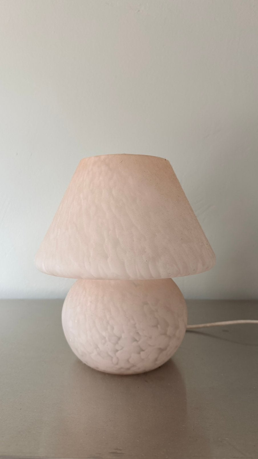 Vintage Paddenstoel Lamp Murano Stijl Poederroze Mushroom, Nachtlamp, Ophalen of Verzenden, Glas, Zo goed als nieuw