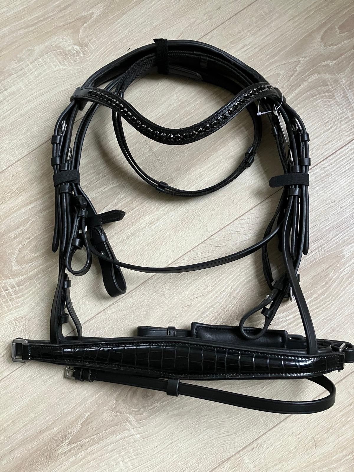 Nwe Profi-Rider hoofdstel met croco lak neusriem, Dieren en Toebehoren, Hoofdstel, Nieuw, Ophalen of Verzenden, Zacht onderlegd