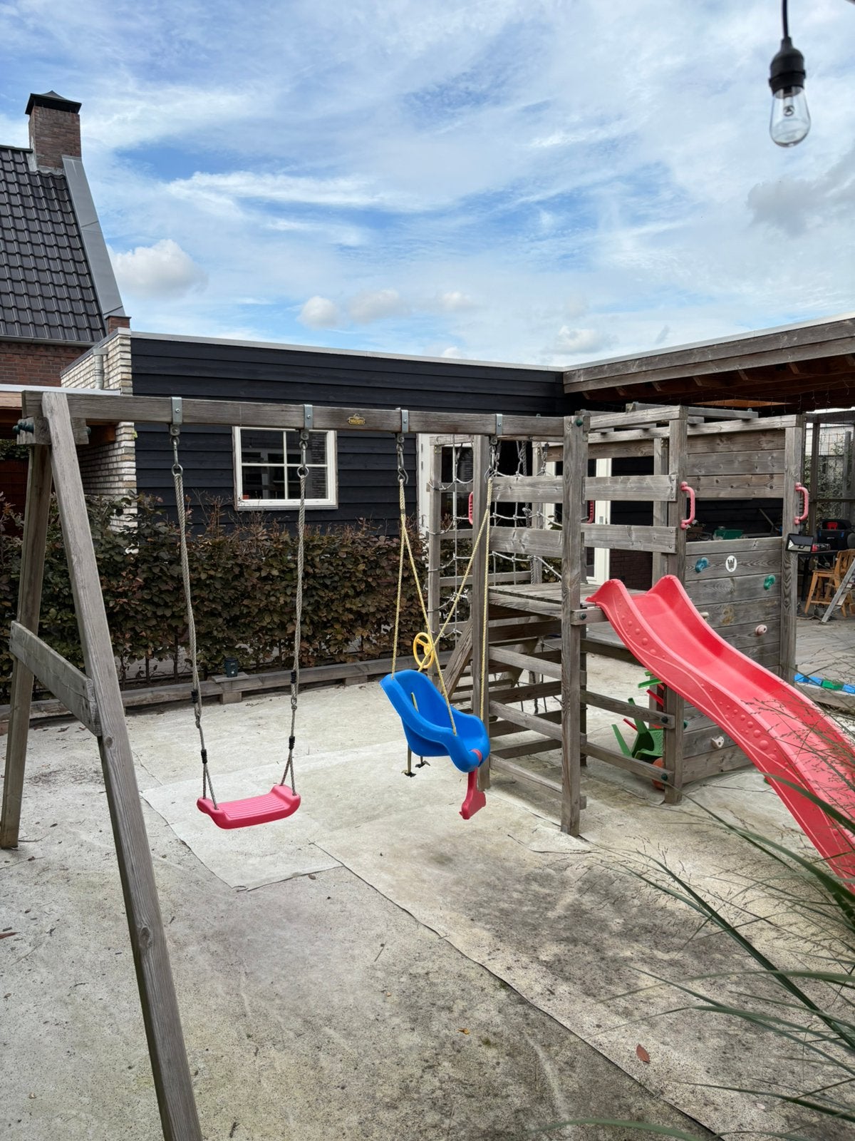 Wickey speeltoestel met 3 schommels, glijbaan & klimnet, Ophalen, Glijbaan