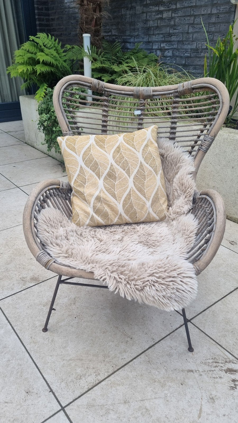 2x Rotan stoelen met metalen onderstel, Huis en Inrichting, Stoelen, Ophalen, Gebruikt, Twee, Overige kleuren