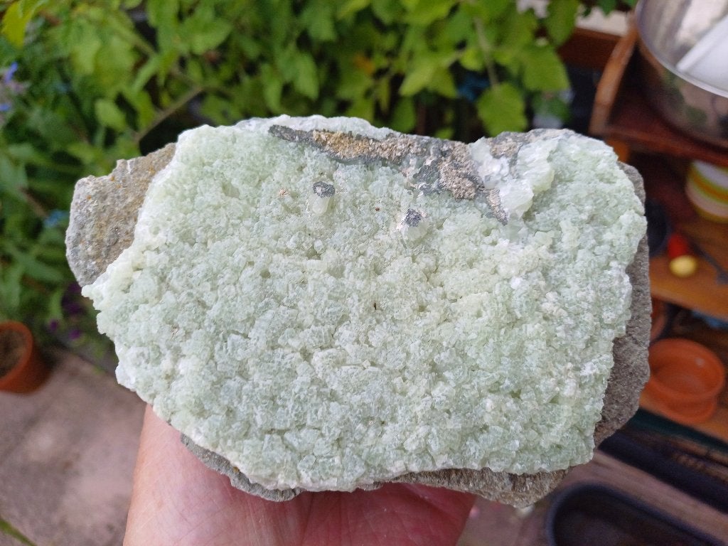 RB416 Groene Prehniet Imilchil Marokko #collectie #verz, Ophalen of Verzenden, Mineraal