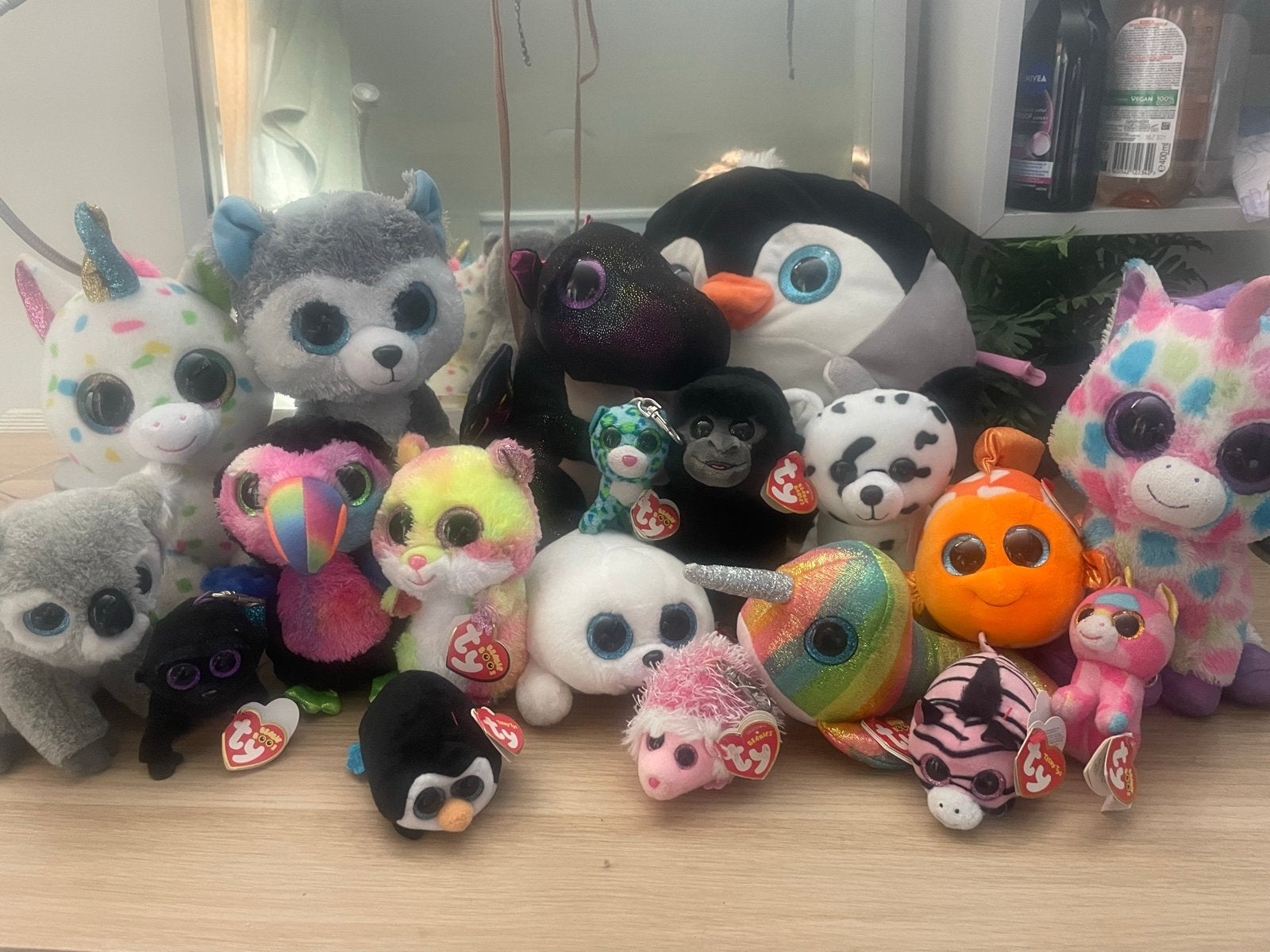 Grote collectie Ty Beanie Boos knuffels - Diverse dieren, Eenhoorn, Ophalen of Verzenden, Middelgroot (20 tot 80 cm), Meerkleurig