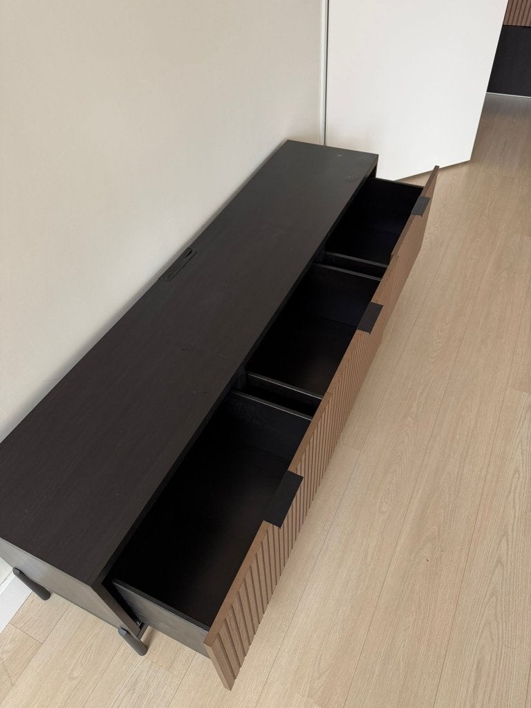 Ikea Besta TV Meubel, Ophalen, Gebruikt, Teakhout, 150 tot 200 cm