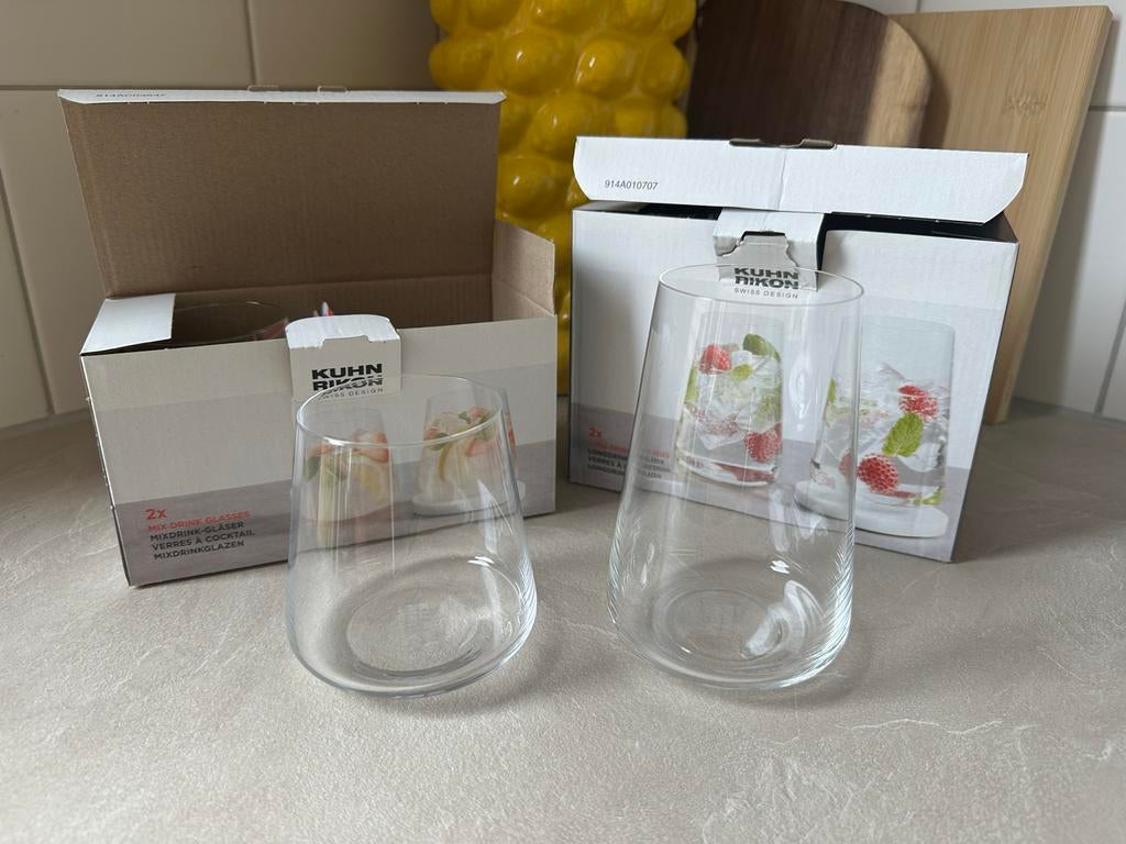12 nieuwe glazen Kuhn Rikon - Mix Drink & Long Drink Glazen, Ophalen, Nieuw, Overige merken, Glas