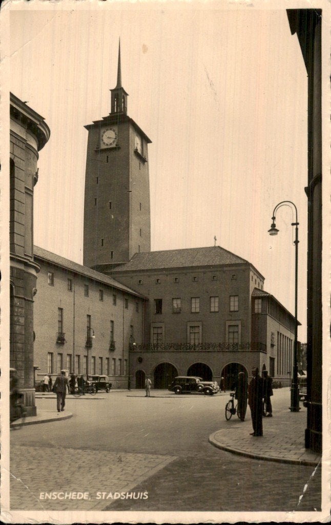 Enschede - Stadshuis - Toren, Ophalen of Verzenden, 1920 tot 1940, Gelopen, Overijssel