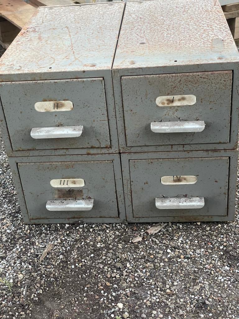 Vintage metalen ladekasten - 4 laden, Ophalen of Verzenden