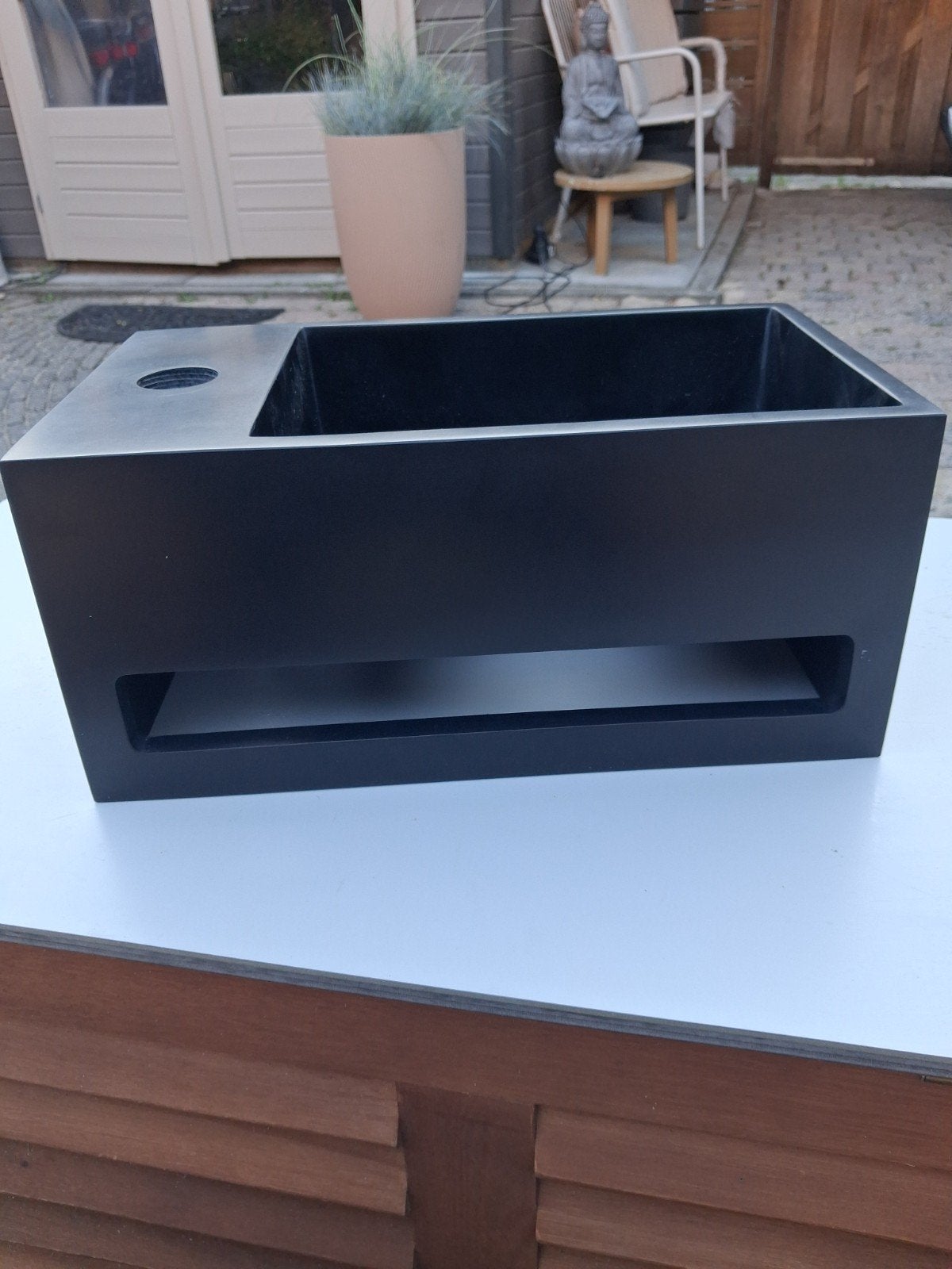 Saniclear Bali fontein met Nero design sifon mat zwart, Ophalen, Zo goed als nieuw, Wastafel
