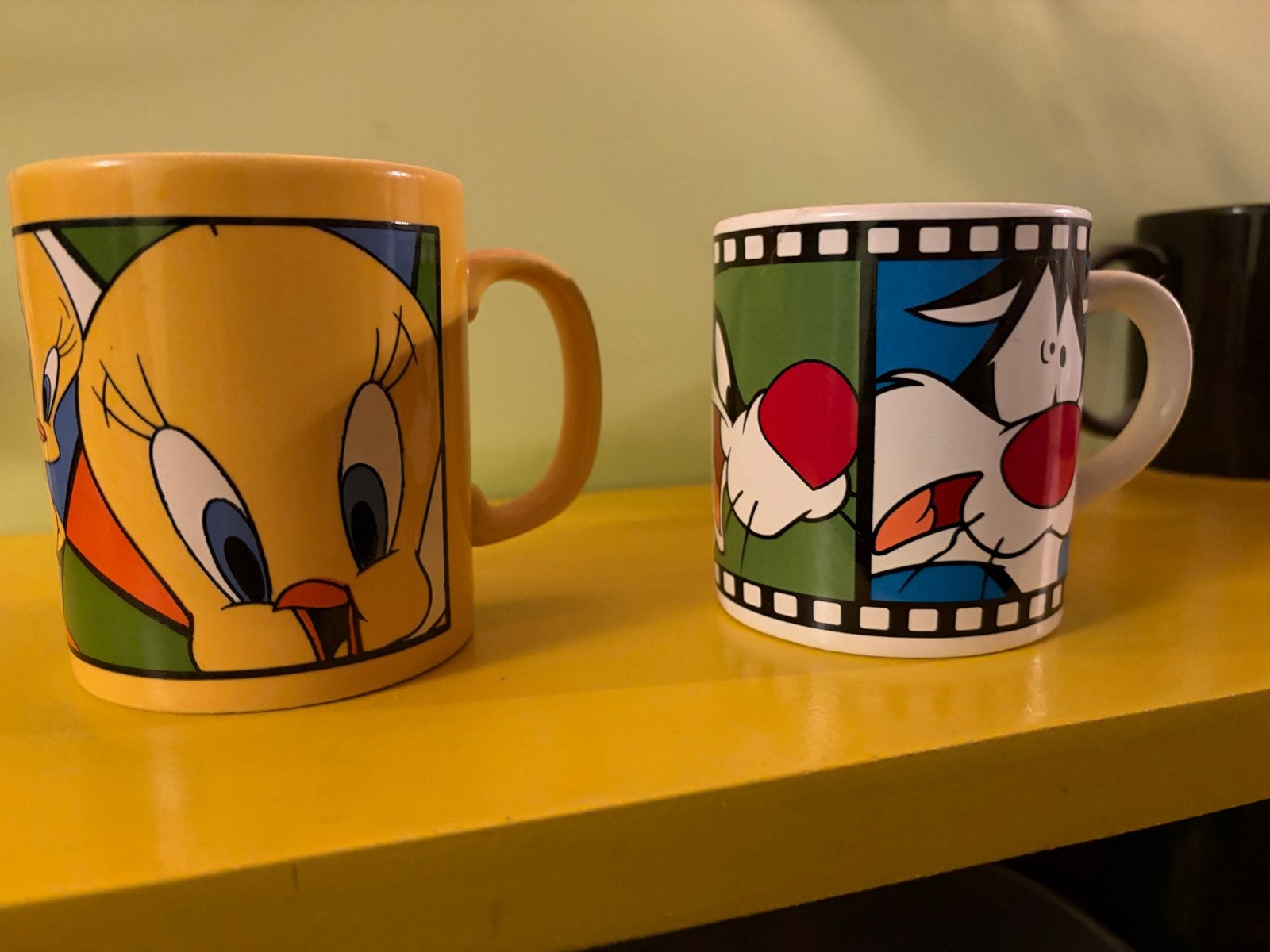 Vintage Looney Tunes Mokken - Tweety & Sylvester (1996), Gebruikt, Overige merken, Keramiek, Vintage