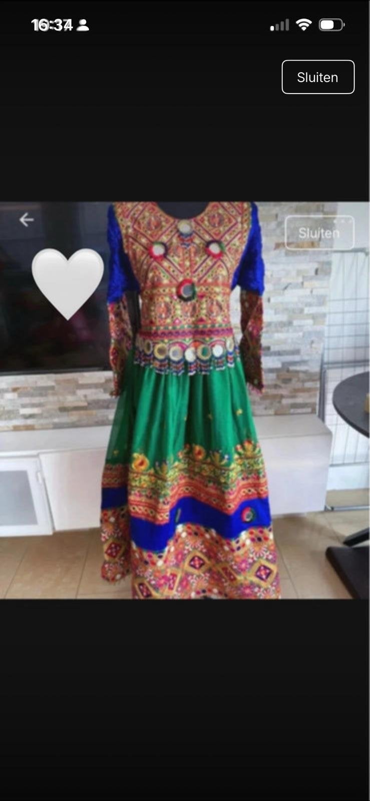 Prachtige Afghaanse jurk met borduursels en spiegeltjes, Kleding | Dames, Jurken, Maat 38/40 (M), Meerkleurig, Ophalen of Verzenden