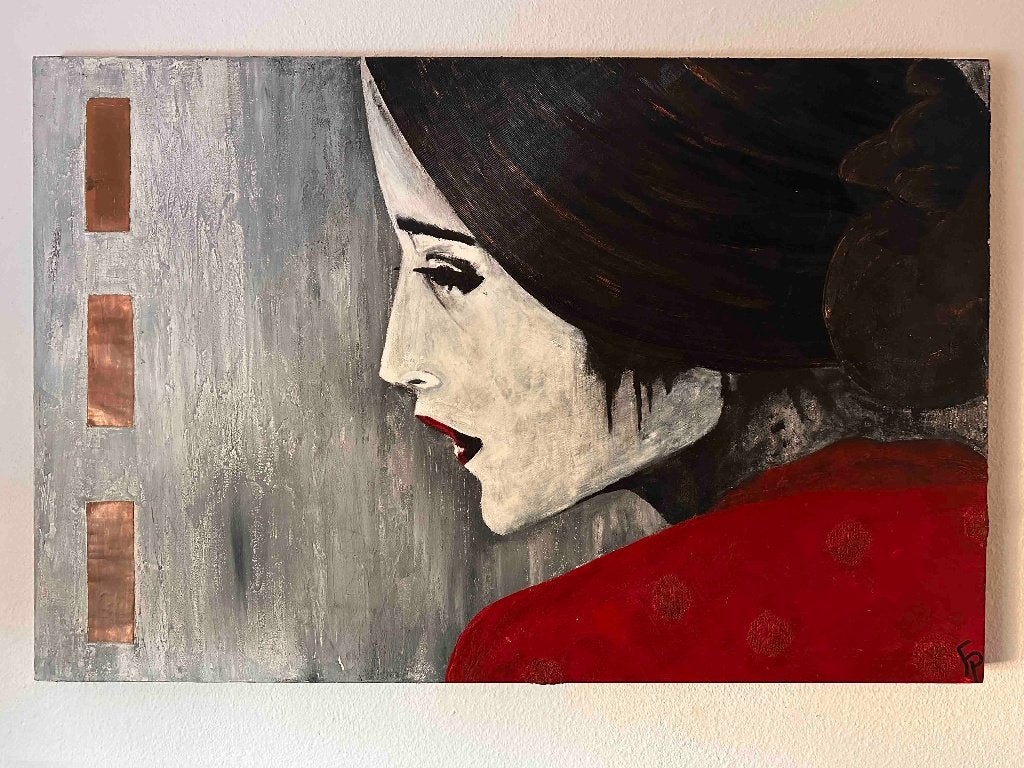 Schilderij acryl Geisha portret, Ophalen