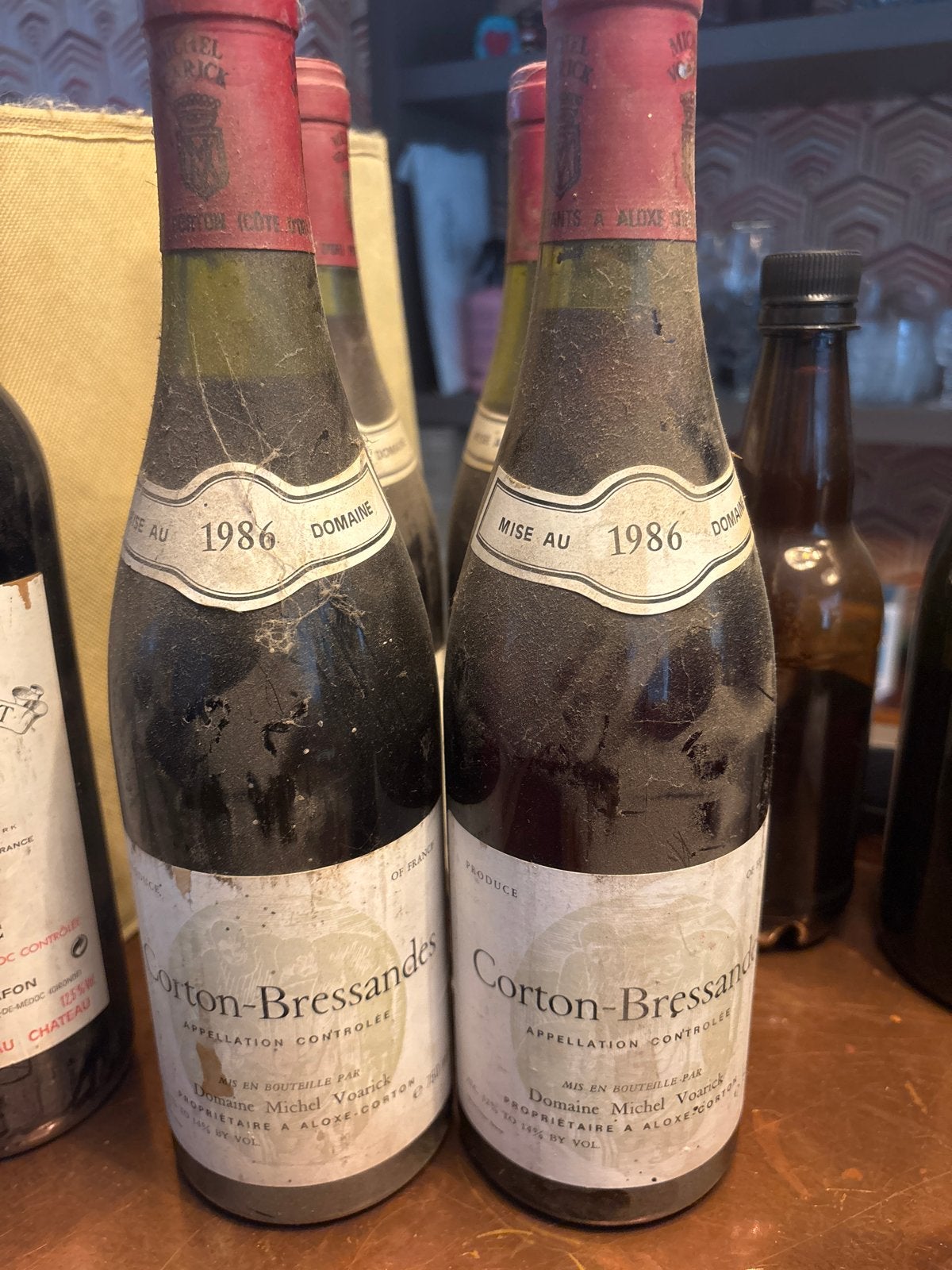 Unieke wijnkans: Corton-Bressandes 1986 - Domaine M. Voarick, Verzamelen, Ophalen of Verzenden, Gebruikt, Frankrijk, Rode wijn