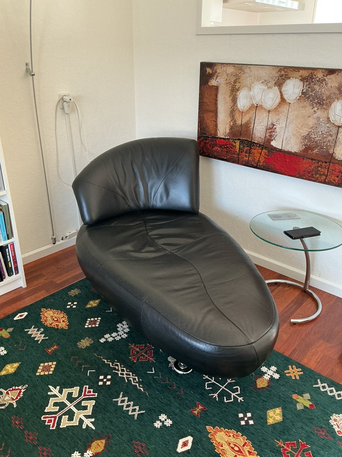 Leolux Kikko zwart leer, Huis en Inrichting, Ophalen, Gebruikt, Eenpersoons, 150 tot 200 cm