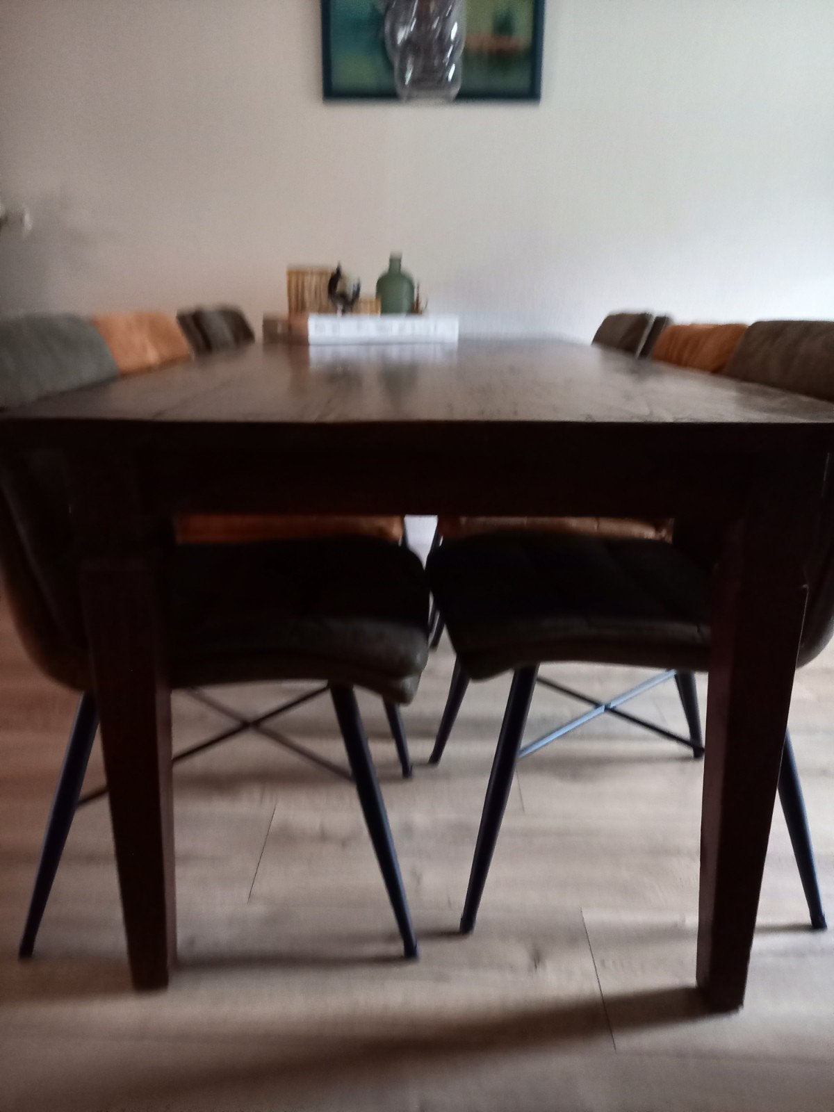 Elegante eettafel van 90x200cm met lades, Gebruikt, Modern klassiek, Tot twee personen, 150 tot 200 cm