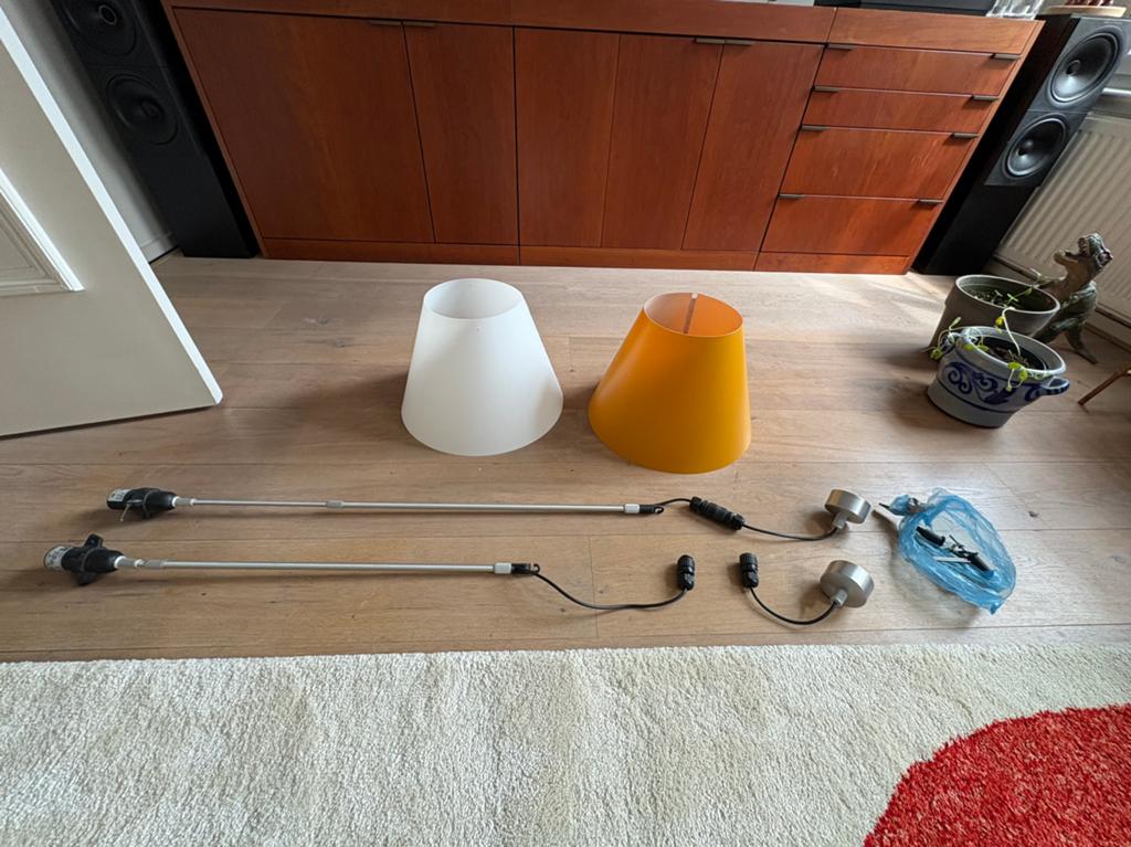 2x witte Luceplan Constanza hanglampen (en 1 oranje gratis), Ophalen, Zo goed als nieuw, Kunststof, Minder dan 50 cm