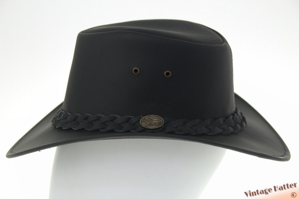 cowboy Western hoed Hawkins zwart leer 57 t/m 63 Nieuw, Hoed, Nieuw, Ophalen of Verzenden, 58 of 59 cm (L, 7¼ of ⅜ inch)