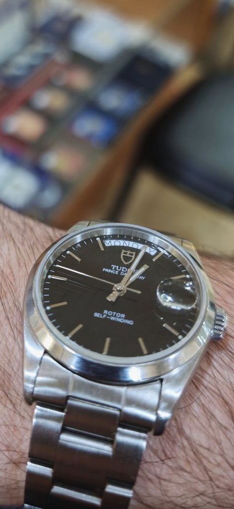 Tudor Oyster Prince Date+Day, Overige merken, Staal, Gebruikt, Polshorloge