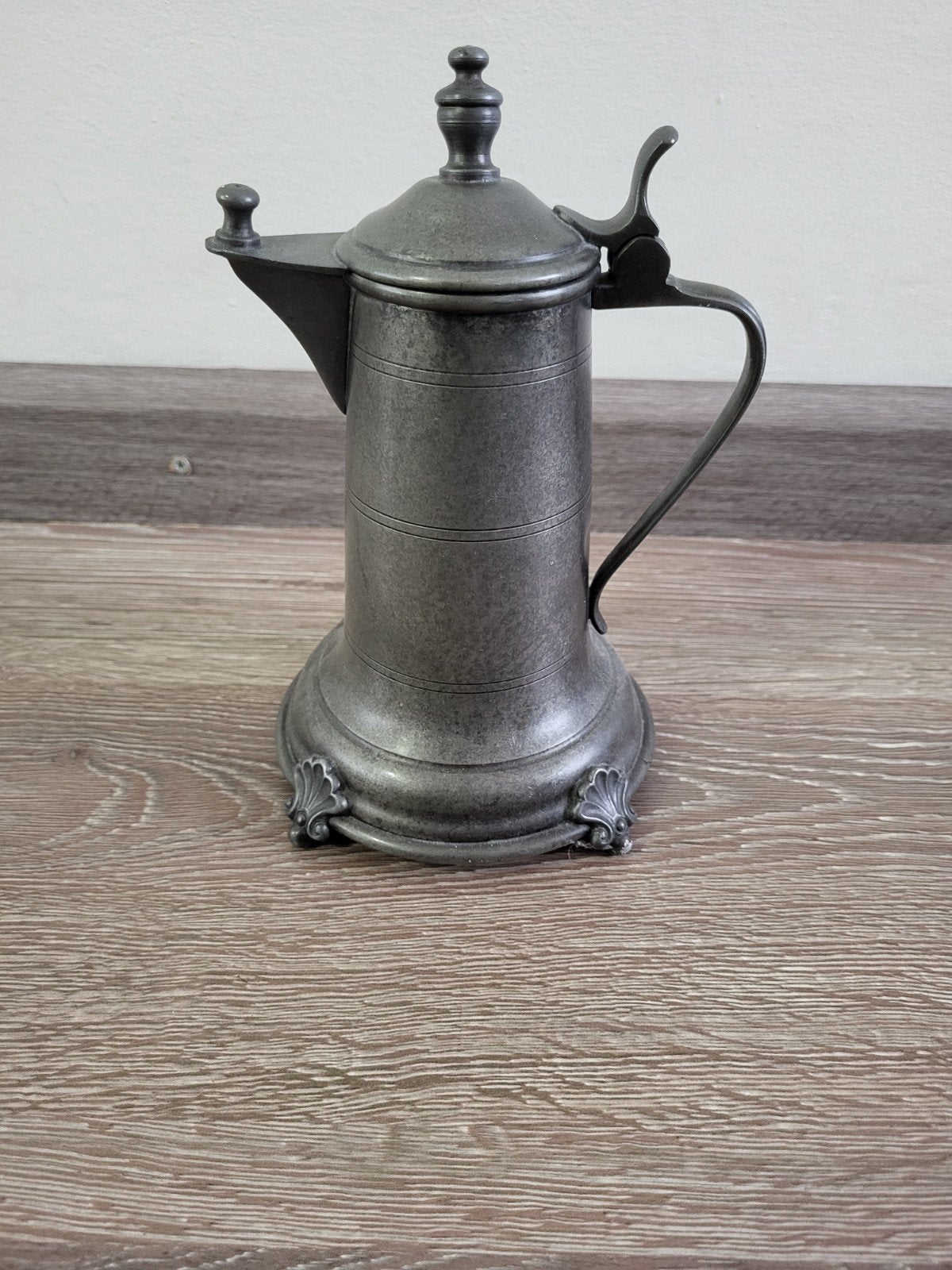 Antieke tinnen kan met deksel, gemerkt 'Etain Fin', Antiek en Kunst, Ophalen of Verzenden