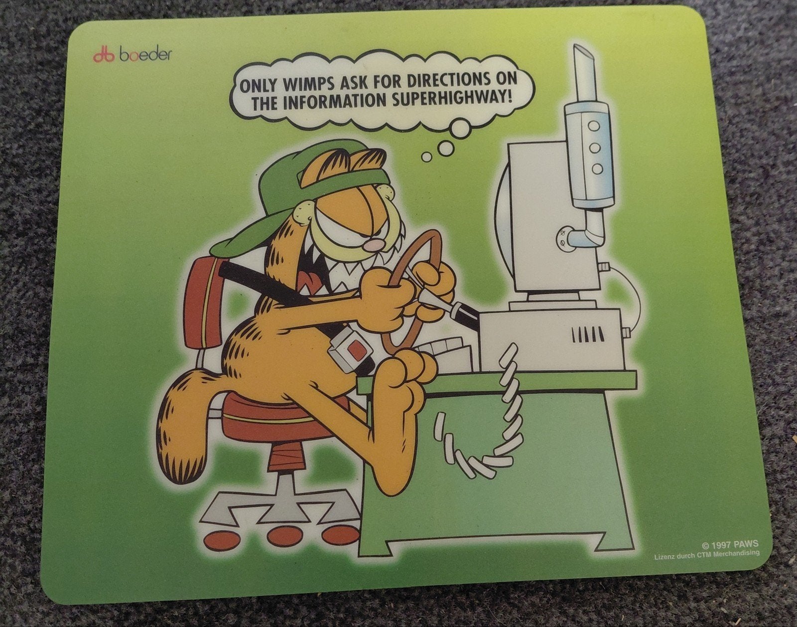 Vintage Garfield Muismat 1997 - Boeder 24x20 cm, Ophalen of Verzenden, Gebruikt, Boeder
