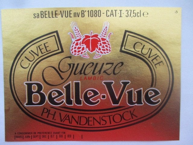 bieretiket Belgie 11-7 (F18) belle vue, Verzamelen, Ophalen of Verzenden, Gebruikt, Overige typen, Overige merken
