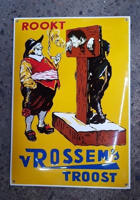 Rookt van Rossem's emaillen reclame bord en veel andere, Verzamelen, Reclamebord, Ophalen of Verzenden, Info@americansaleshop.nl