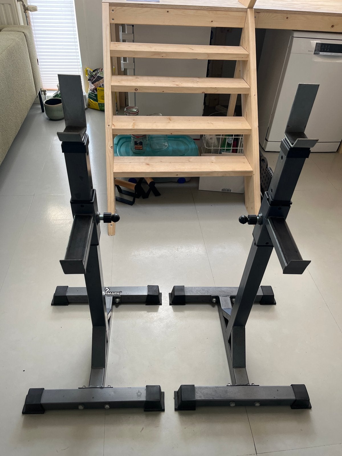 Squat Rack / Haltersteunen - Verstelbaar, Ophalen, Gebruikt, Krachtstation, Metaal