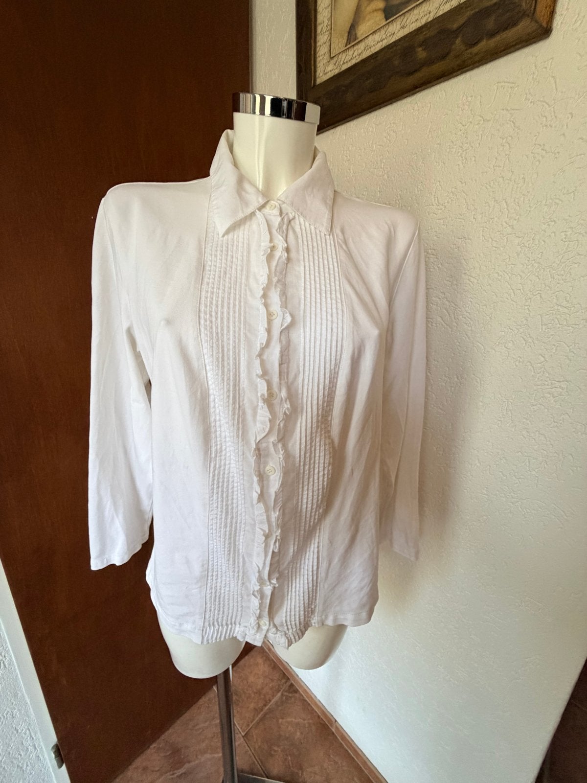 Witte blouse Roberto Sarto maat 40/42, Ophalen of Verzenden, Gedragen, Maat 42/44 (L), Wit