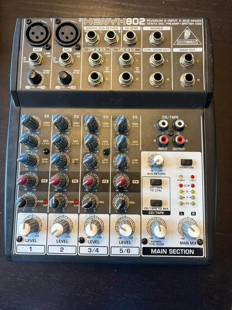 Behringer Xenyx 802 Premium 8-Input 2-Bus Mixer, Muziek en Instrumenten, Mengpanelen, Ophalen of Verzenden, Zo goed als nieuw