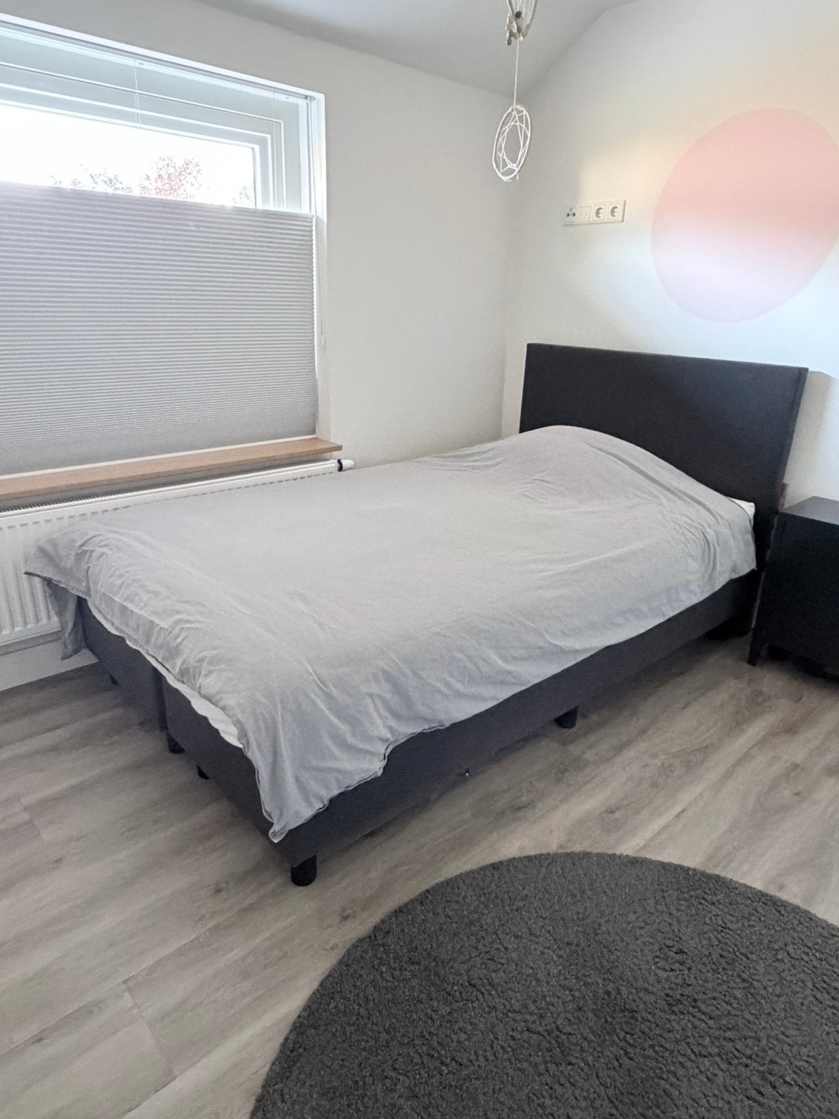 Antraciet grijs boxspring bed 120x200 incl matras en topper., Ophalen of Verzenden, Twijfelaar, Grijs, 120 cm