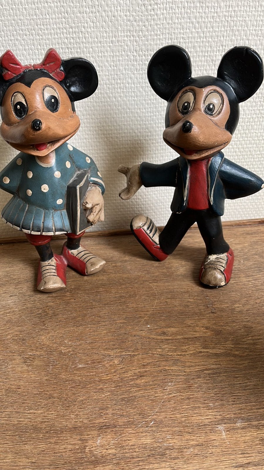 Vintage Mickey en Minnie Mouse beelden - 28cm, Ophalen of Verzenden, Gebruikt
