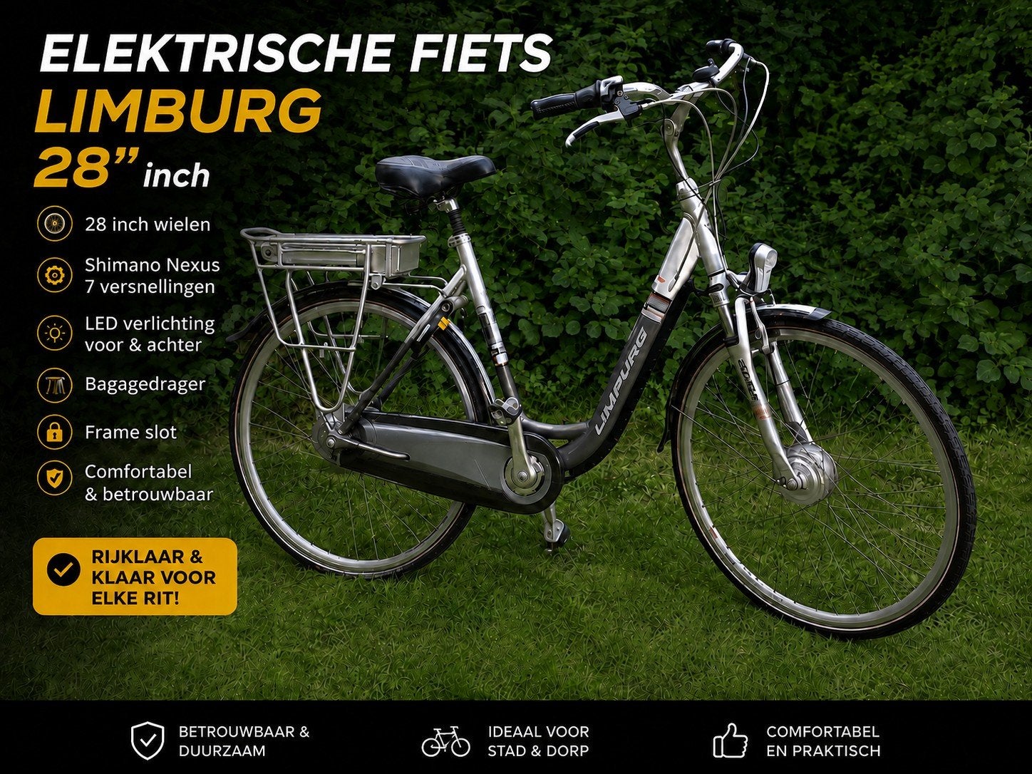LIMPURG Elektrische Dames Fiets 28"inc  D54. 8V. Z.G.A.N, Gebruikt, Versnellingen, LIMPURG, Trommelrem