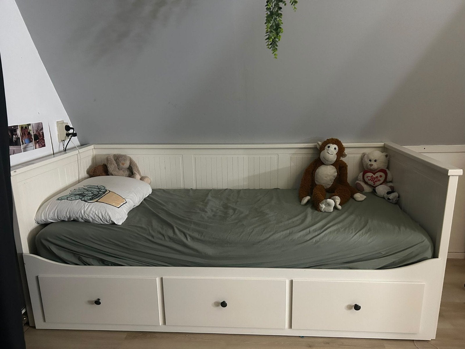 IKEA Hemnes bedbank met 3 lades - Wit, Ophalen, Gebruikt, Wit, Tweepersoons