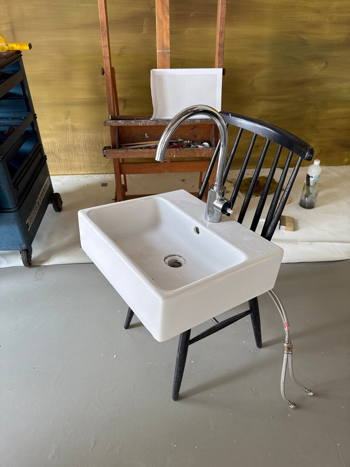 Porseleinen wasbak met kraan (zonder tafel), Ophalen, Gebruikt, Chroom, Wastafel