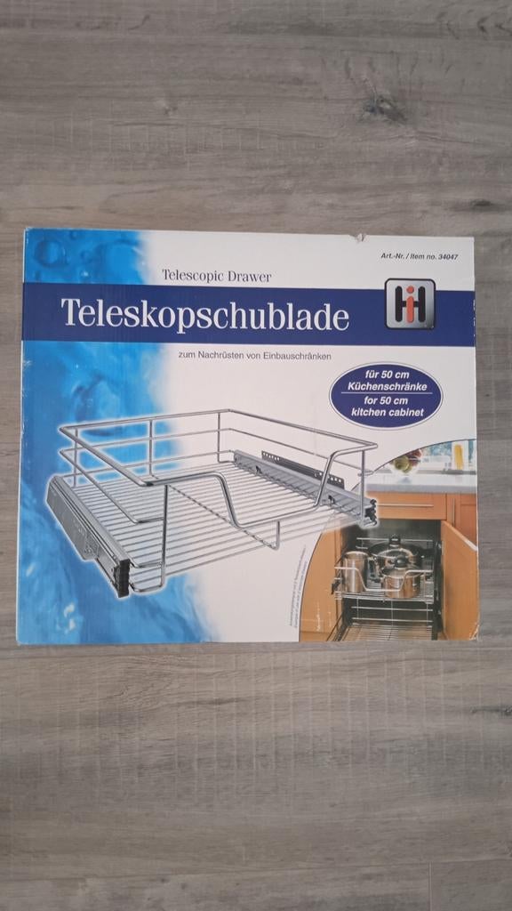 2x Nieuwe telescopische draadmanden t.b.v. keukenkast, Ophalen, Nieuw, 50 tot 100 cm, Minder dan 100 cm