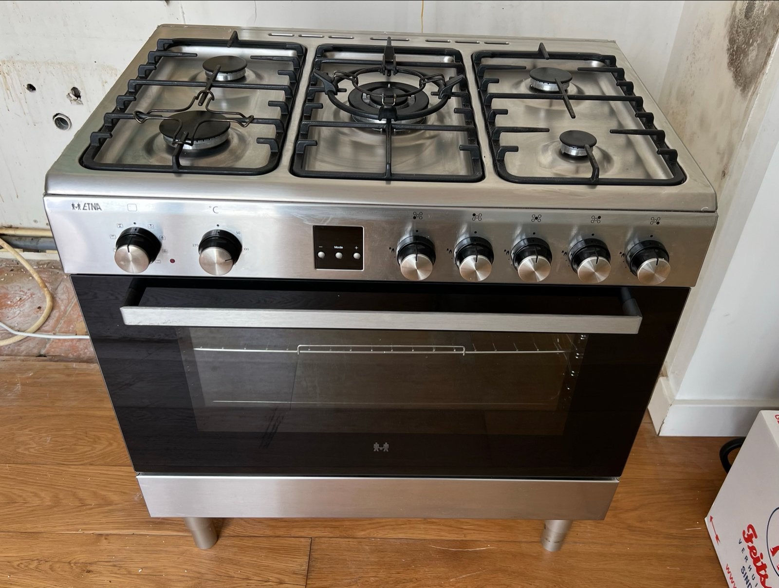 Etna FG190RVS Gasfornuis met 5 branders en oven, Witgoed en Apparatuur, Fornuizen, Gebruikt, 60 cm of meer, Ophalen of Verzenden