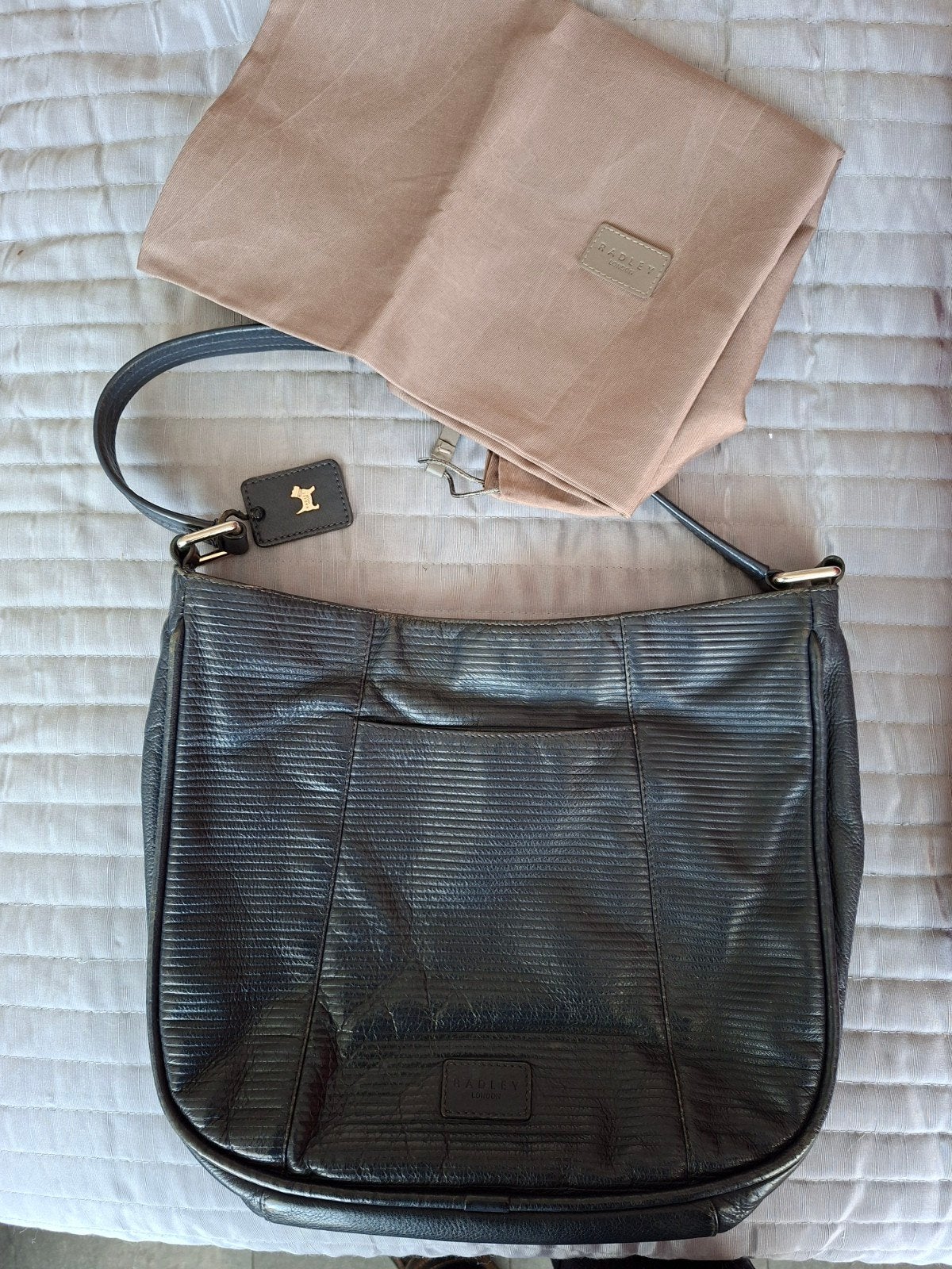 Radley London blauw, leren schoudertas, Ophalen of Verzenden, Zo goed als nieuw, Blauw, Leer