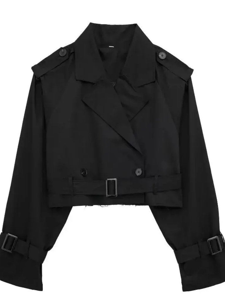 korte trenchcoat, Zwart, Ophalen of Verzenden, Maat 36 (S), Nieuw