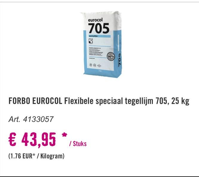 Tegellijm eurocol 705, Ophalen, Overige typen, Nieuw, Minder dan 20 cm