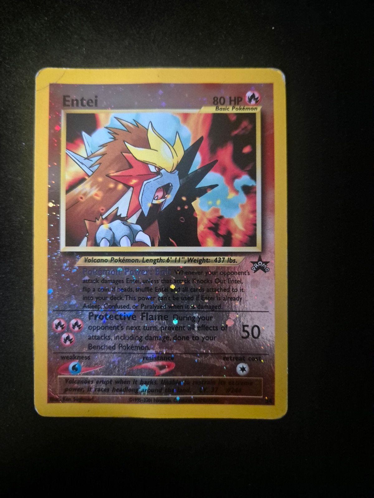 Entei promo Pokemon kaart 34, Ophalen of Verzenden, Gebruikt, Losse kaart