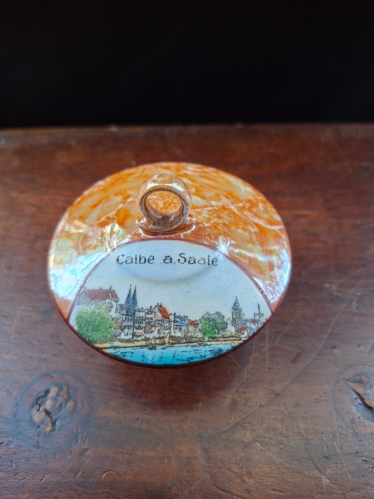 Vintage Calbe a. Saale Souvenir Mini Potje, Ophalen of Verzenden