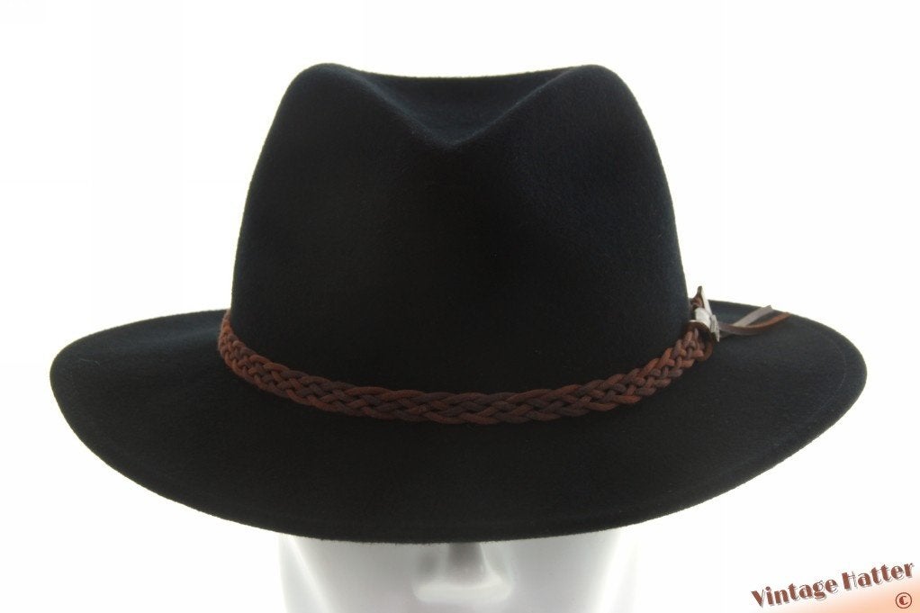 vintage Outdoor gleufhoed Stetson zwart wolvilt 61 = XL ZGAN, 60 cm (XL, 7½ inch) of meer, Stetson, Hoed, Ophalen of Verzenden