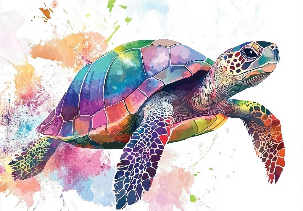 Aquarel Zeeschildpad fotobehang, Ook op maat, Muurdeco4kids, Verzenden, Fotobehang