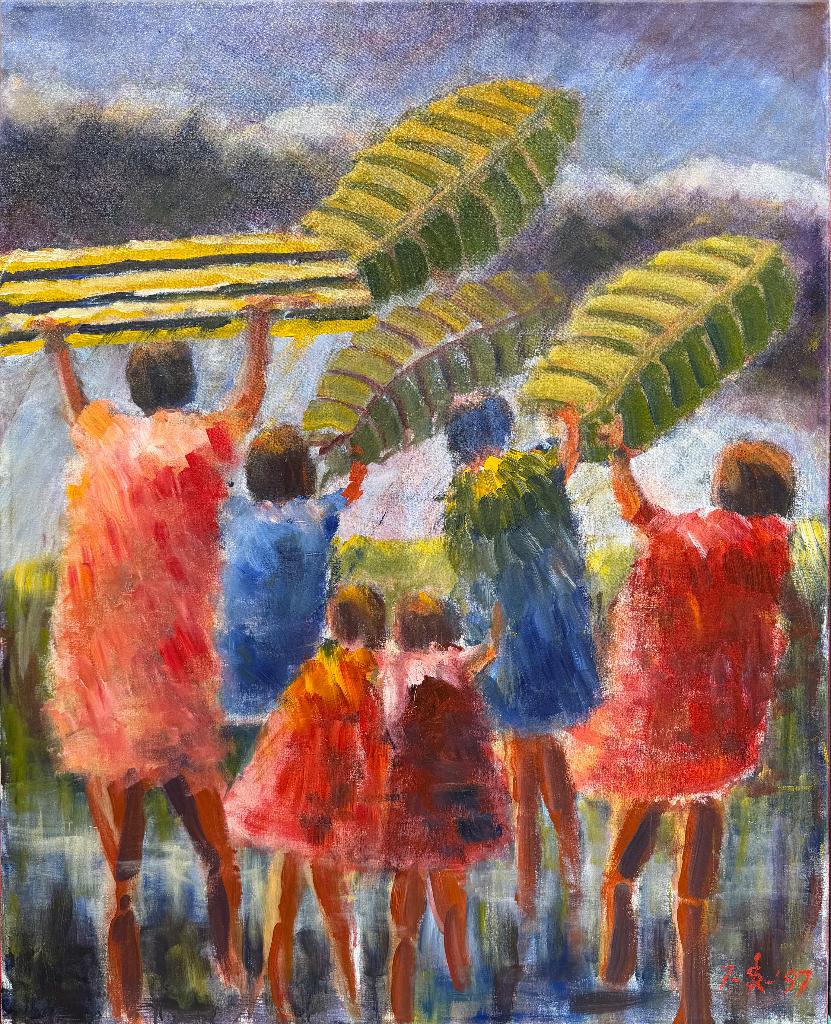Schilderij ‘Feest in Afrika’  van Robert Spijkerman, Antiek en Kunst, Ophalen