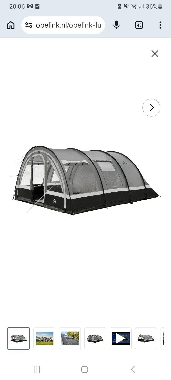 Obelink Lugano 6 Plus tunneltent NIEUW IN DOOS, Ophalen of Verzenden, Nieuw, Tot en met 6