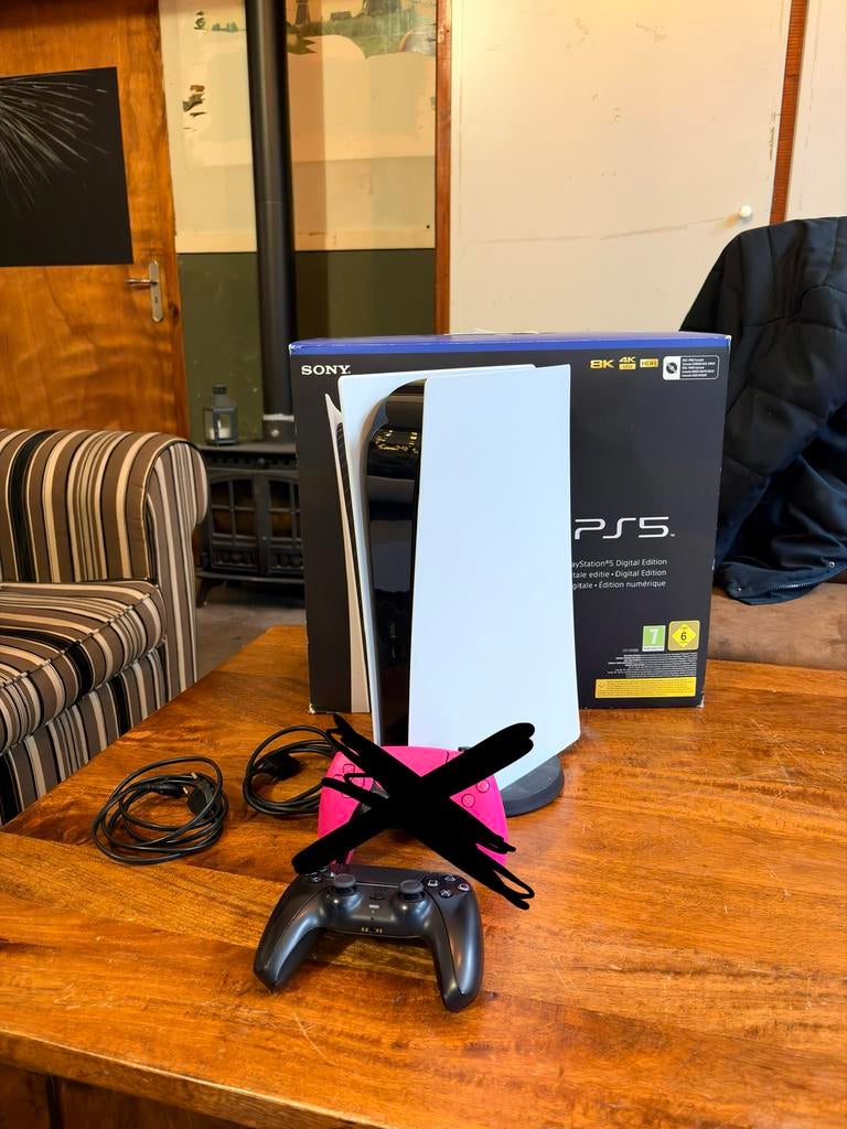 Sony Playstation 5 Digital Incl Controller, Spelcomputers en Games, Spelcomputers | Sony PlayStation 5, Ophalen of Verzenden, Zo goed als nieuw