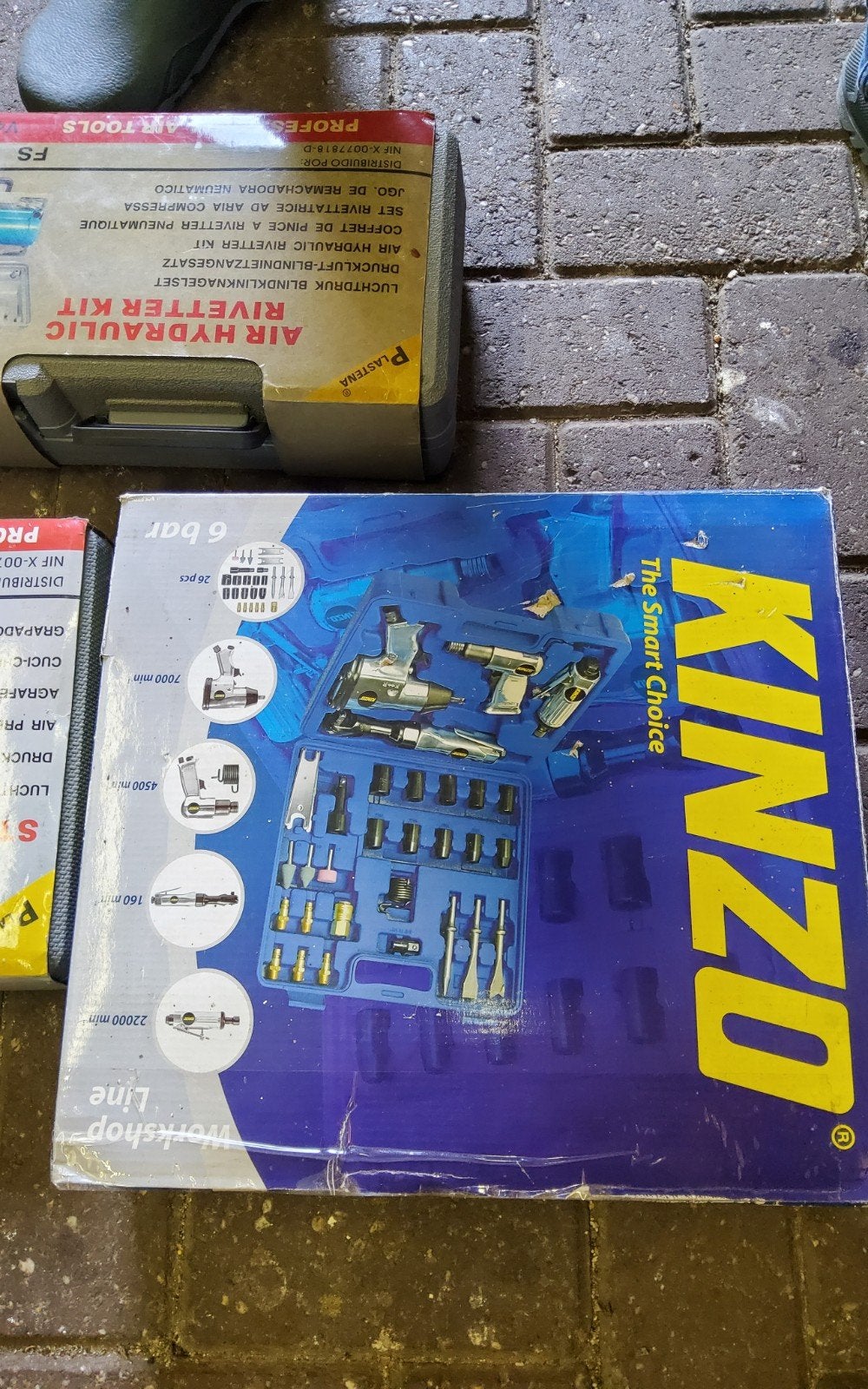 luchtgereedschap KINZO set, klinknageltang, tacker., Minder dan 25 liter, Ophalen, Nieuw, Minder dan 200 liter/min