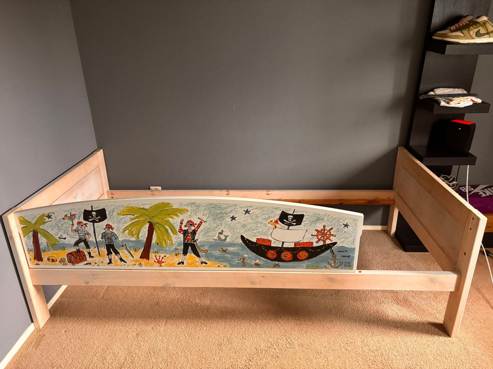 Lifetime eenpersoons kinderbed met piratenthema, Ophalen, 85 tot 100 cm, Gebruikt, Matras