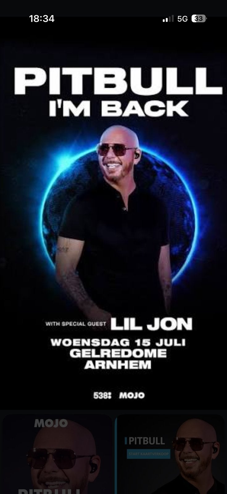 2 staanplaats tickets voor Pitbull in Arnhem 15 juli, Tickets en Kaartjes, Twee personen, Juli